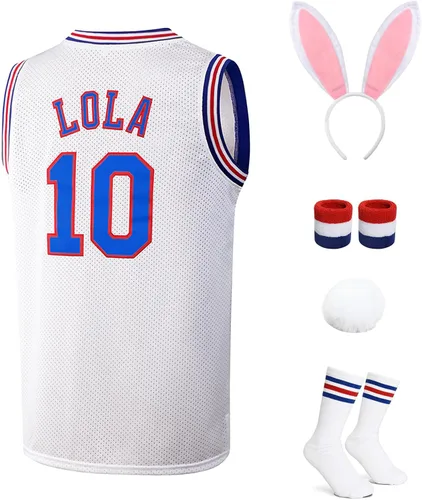 Jersey de baloncesto para hombre, Lola#10 Bugs#1 camisetas de película espacial de los años 90 para HalloweenNavidad, deportes, hip hop, fiesta,