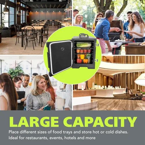 Miniatura 5 de Pearington Transportador de Bandejas de Alimentos Aislado de Grado Comercial para 5 Bandejas de Tamaño Completo, Caja Térmica Calentadora