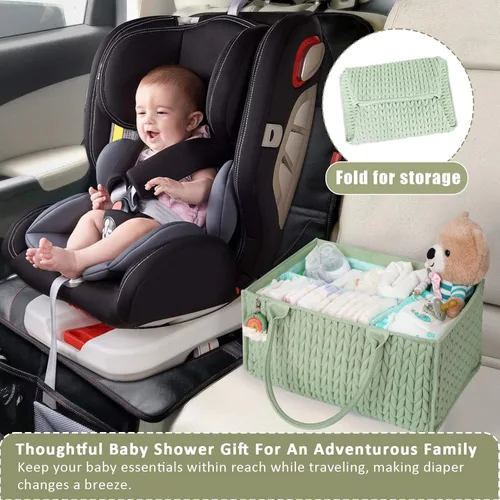 Miniatura 5 de MOMINSIDE Organizador de pañales para bebé, cesta de bebé, almacenamiento de guardería, mesa cambiadora portátil, organizador de auto para niñas