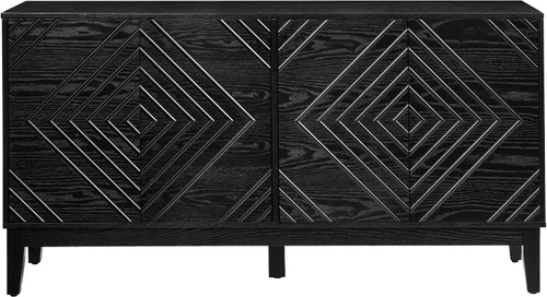 Miniatura 9 de Henf Mesa consola moderna de 47.2 pulgadas, diseño ondulado, mesa de entrada con 3 cajones y 3 estantes ajustables, mesas de sofá de madera