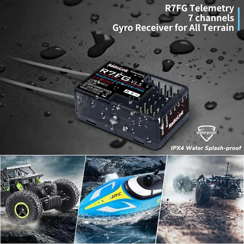 Miniatura 2 de Radiolink R7FG - Receptor de giroscopio de 7 canales, 2.4 GHz, telemetría integrada, control de largo alcance para RC coche, barco, transmisor