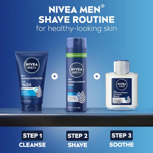 Miniatura 9 de NIVEA MEN Gel de afeitado de máxima hidratación, con aloe vera y provitamina B5, gel de afeitar para hombres, lata de 7 onzas, paquete de 3