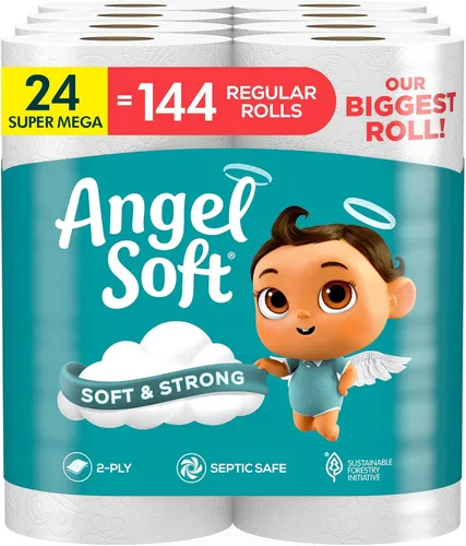 Miniatura 9 de Angel Soft Papel higiénico, 4 mega rollos = 16 rollos regulares, suave y resistente