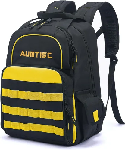 Miniatura 8 de AUMTISC Mochila de Herramientas para Hombres, Organizador de Almacenamiento de Herramientas de Servicio Pesado, Mochila de Bolsas de Trabajo