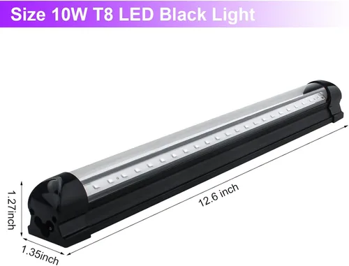 Miniatura 5 de Paquete de 4 Barras de Luz Negra LED de 10W 48 LED de 1 Pie 395-400nm Tubo de Luz Negra UV con Cable de 5.9 Pies+Enchufe+Interruptor Accesorios