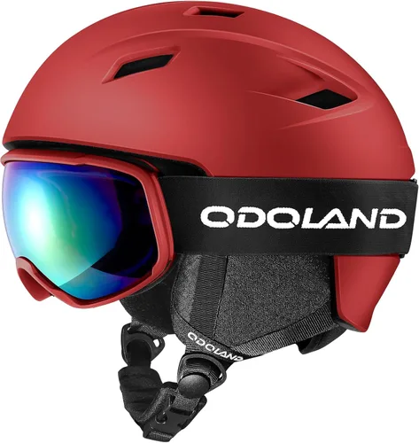 Miniatura 16 de Odoland - Juego de casco de esquí y gafas, gafas de casco de snowboard para hombres, mujeres y jóvenes - Equipo a prueba de golpes y viento