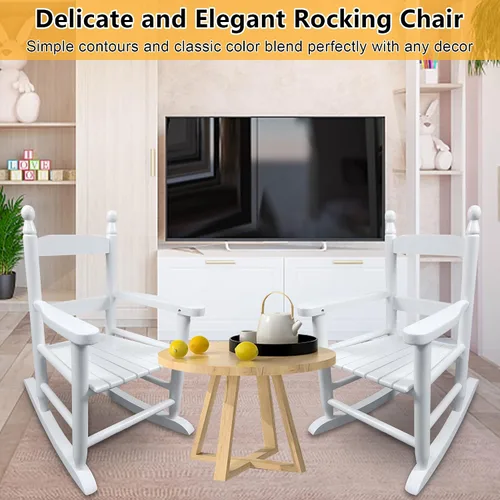 Miniatura 5 de Mecedoras para niños, mecedoras clásicas de madera para niños y niñas, mecedora para interiores y exteriores, para salas de sol, porches, salas