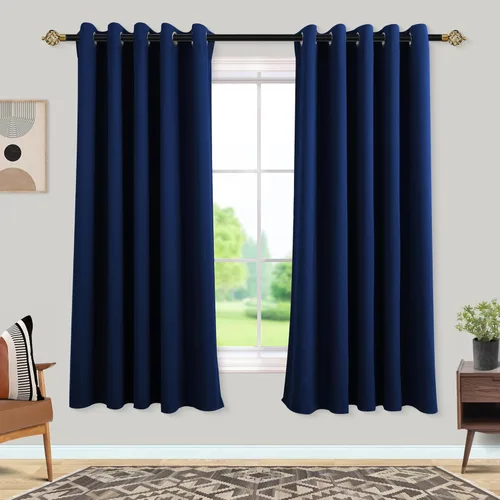 Miniatura 27 de Mrs.Naturall Cortinas Azul Real para Dormitorio, Cortinas Opacas Cortas Medianas Azul Cobalto para Cocina Decoración de Habitación de Adolescentes