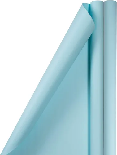 Miniatura 29 de JAM Paper Envoltura de regalo mate – 50 pies cuadrados en total (30 pulgadas x 10 pies cada uno) – Azul brillante mate/Azul pavo real – 2 rollos por