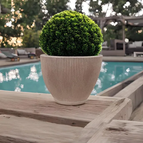 Miniatura 2 de ECOBO - Maceta redonda ecológica de 16.9 pulgadas, Garoa para uso en interiores y exteriores, duradera, versátil y ligera, diseñada por artesanos