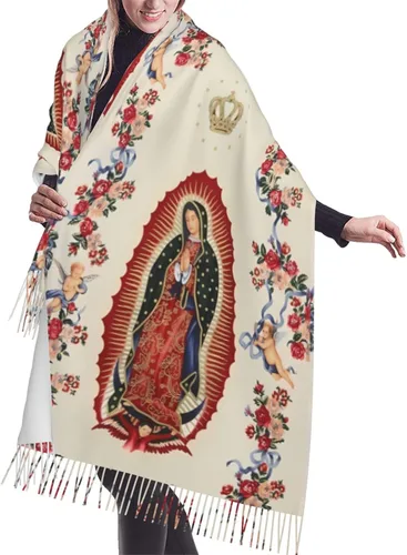 Waygotee Our Lady Of Guadalupe Virgin Mary Soft Cashmere - Bufandas ligeras para mujer, chales grandes y envolturas de regalo de Navidad, o-12