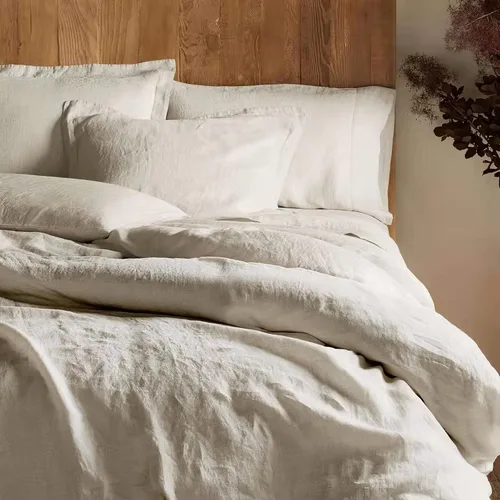 Miniatura 17 de Get Bed Ready Juego de funda de edredón casual de algodón lavado a la piedra, color sólido, estilo moderno, ropa de cama natural arrugada