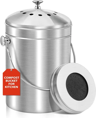 Miniatura 10 de ENLOY - Contenedor de compostaje para cocina, para encimera, con tapa, para residuos de alimentos en la cocina, con recubrimiento en polvo, a prueba