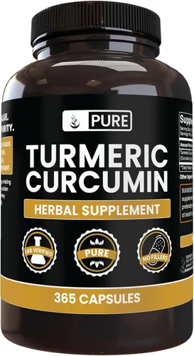 PURE ORIGINAL INGREDIENTS Curcumina de cúrcuma (365 cápsulas) sin magnesio o rellenos de arroz, siempre pura, verificada por laboratorio