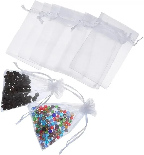 Miniatura 4 de Boshen 100/200 bolsas de organza transparentes para regalos y dulces, bolsas de malla para joyas con cordón al por mayor para detalles de bodas
