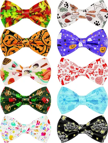 Miniatura 35 de PET SHOW Paquete de 10 corbatines de cumpleaños para perros pequeños, accesorios de collar deslizante para cachorros, gatos, mascotas, corbatines