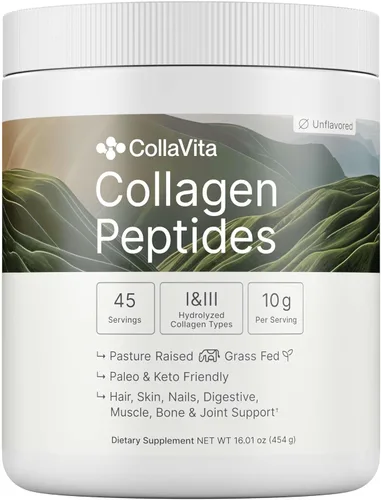 Miniatura 13 de Péptidos de colágeno en polvo de colágeno hidrolizado alimentado con pasto alimentado con pasto, tipo I y III cabello, uñas, piel y articulaciones