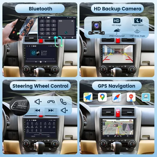 Miniatura 5 de Estéreo de coche Android 2G+64G para Honda CRV 2007-2011 con Carplay inalámbrico/Android Auto con navegación GPS WiFi, pantalla táctil de 9