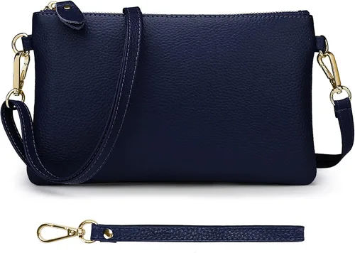 Miniatura 2 de YALUXE Cartera de mano de piel auténtica para mujer con correa cruzada
