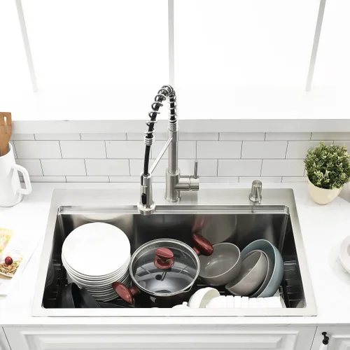 Miniatura 4 de Estación de trabajo de fregadero de cocina de 33 pulgadas - VOKIM 33 x 22 pulgadas, fregadero de cocina de montaje superior de 16 calibre, fregadero