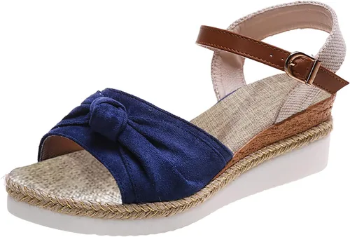 Miniatura 10 de Sandalias ortopédicas de moda para mujer, pantuflas para caminar con soporte de arco, puntera abierta, correa de tobillo, alpargatas de plataforma