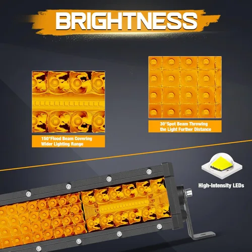 Miniatura 3 de Barra de Luz LED Ámbar de 20 Pulgadas, Niking Auto 150W Barra Combinada Spot Flood de Cuatro Filas Súper Brillante Luz LED de Trabajo de Conducción