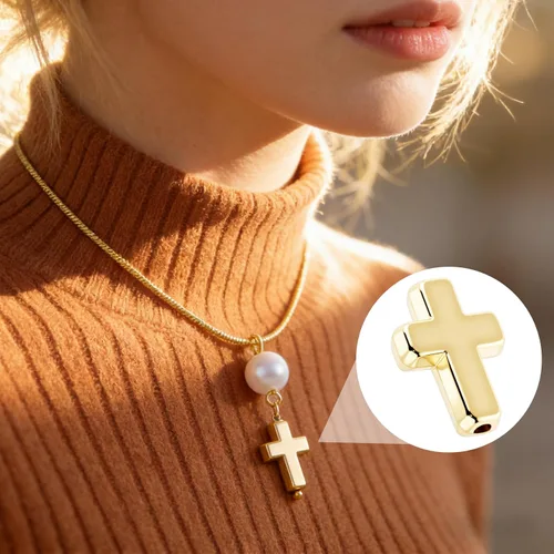 Miniatura 5 de OIIKI 60 cuentas de cruz para pulseras, dijes de cruz de plástico, cuentas religiosas, mini crucifijo suelto, espaciador, suministros de bricolaje