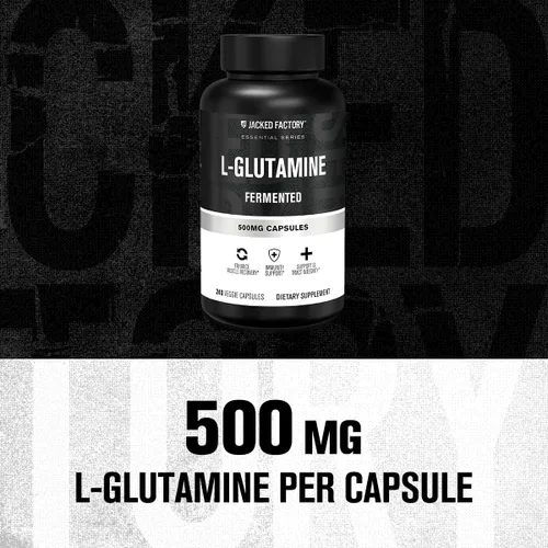 Miniatura 2 de Jacked Factory Cápsulas de L-Glutamina de 500 mg – Suplemento vegano de L-glutamina fermentada para recuperación muscular después del entrenamiento