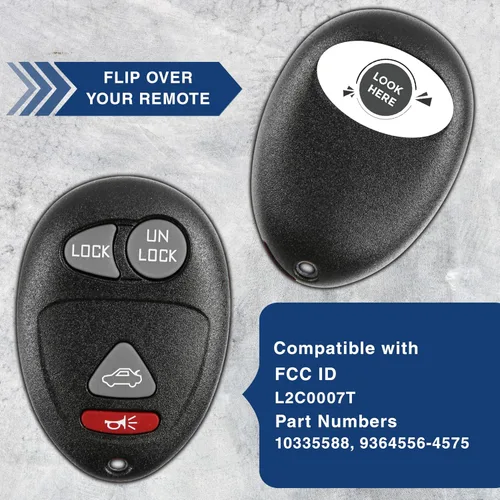 Miniatura 5 de Llave control remoto de repuesto KeylessOption, de 4 botones, para acceso sin llave, Negro