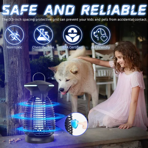 Miniatura 4 de Exterminador eléctrico de insectos al aire libre – 4200 V de alto voltaje insecto asesino impermeable luz LED para mosquitos, mosca, patio, porche