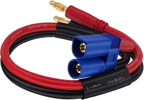 Miniatura 2 de Yeebline Cable de carga de batería EC5 a Banana Plug, paquete de 2 conectores macho 12AWG EC5 de 1.0 ft a 0.157 in Banana Bullet Macho Lipo
