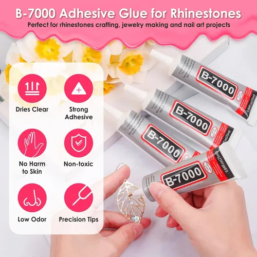 Miniatura 4 de B7000 Pegamento Transparente con Punta de Precisión, 4 Piezas de 25mL Pegamento para Cuentas de Joyería, Adhesivo para Deslumbrar con Diamantes