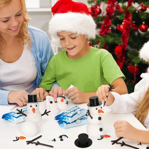 Miniatura 5 de 4 Pack de Manualidades Navideñas, Manualidad de Muñeco de Nieve de Arcilla de Secado al Aire, ¿Quieres Construir un Muñeco de Nieve? Rellenos