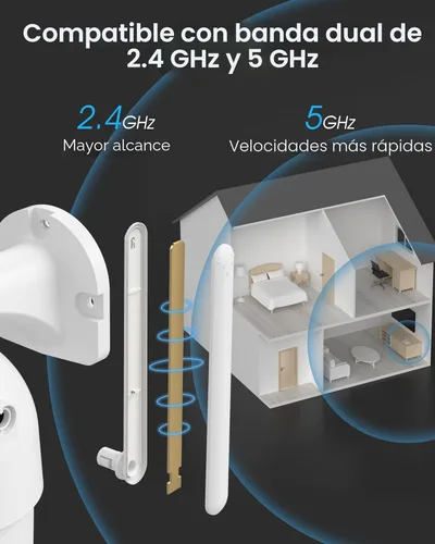 Miniatura 4 de ARCCTV Cámaras de seguridad 2K para exteriores, visión panorámica de 360°, cámara de seguridad WiFi 2.4G/5G con seguimiento de movimiento, foco