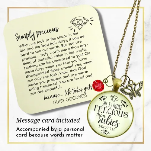 Miniatura 34 de Gutsy Goodness Collar inspirado en la mujer de la fe, colgante hecho a mano con mensaje de esperanza