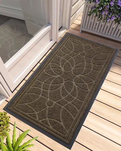 Miniatura 15 de DEXI - Felpudo para puerta exterior, alfombra de entrada de perfil bajo y resistente antideslizante para el recibidor, alfombras de bienvenida que