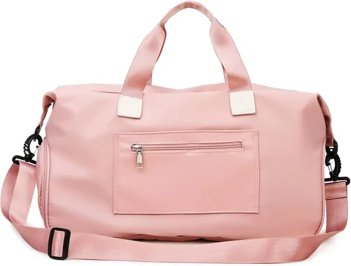 Miniatura 4 de Arouselove Bolsas de lona deportivas para mujeres y hombres, bolsa de gimnasio portátil con bolsillo húmedo y compartimento separado para zapatos