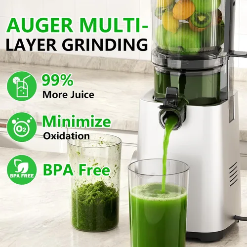 Miniatura 7 de Exprimidor de prensado en frío, máquinas exprimidoras – Conducto de alimentación grande de 5.3 pulgadas para frutas y verduras enteras, potente