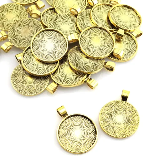 Miniatura 8 de Bandejas colgantes de bisel redondo, cabujón, base en blanco para manualidades, fotos, joyas, hallazgos, fabricación de accesorios, Plata Plata