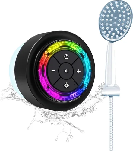SoundAngel Mate (2.ª generación) Altavoz de ducha Bluetooth, certificado IPX7 impermeable, sonido cristalino de 8W y graves ricos, 12H de Luz de