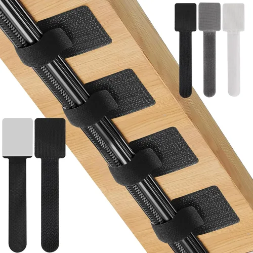 Miniatura 12 de Paquete de 50 bridas reutilizables autoadhesivas para organizar cables, correas ajustables de gancho y bucle para organizar cables de datos, cables