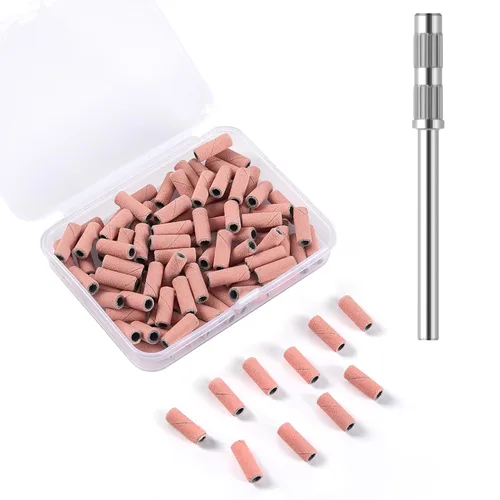 Miniatura 13 de 100 piezas de bandas pequeñas de lijado de uñas para taladro de uñas, bits mini de 3.1mm de mandril de lijado de uñas de grano 80 para uñas