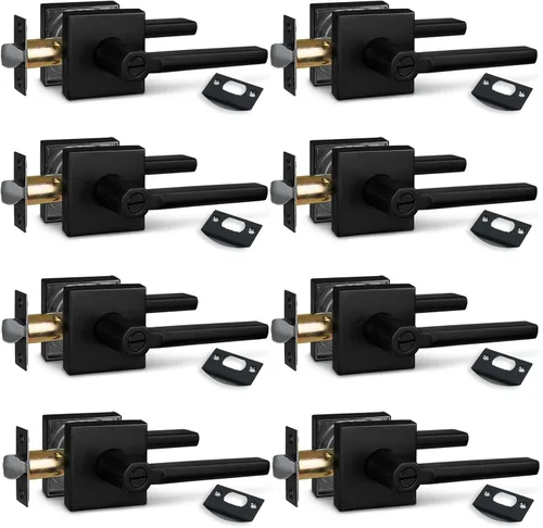 Miniatura 44 de NEWBANG Palanca de puerta de cama/baño para privacidad Baño e interior Manija de cerradura de puerta en negro mate envejecido, HD1601-DB-BK-1P