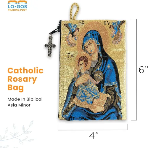 Miniatura 76 de Bolsa de rosario católico, estuche de rosario de bautismo para niños con números 6:24-26, versículo de la Biblia, 4 x 6 pulgadas, joyería y monedero