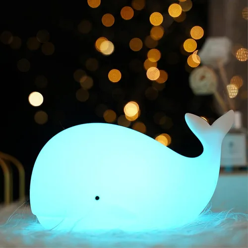 TriPro Luz nocturna para decoración de guardería bajo el mar, lámpara de ballena de silicona suave para habitación de bebés y niños pequeños, luz