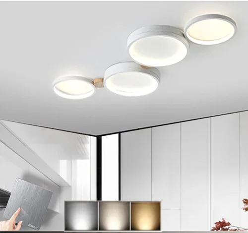 Miniatura 18 de Lámpara de techo LED de 3 luces, 22 pulgadas, moderna lámpara de techo empotrada de madera de 20 W regulable para sala de estar, dormitorio, cocina