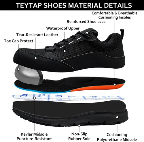 Miniatura 7 de Steel Toe Shoes for Men Women, Non-Slip Waterproof Work Safety Shoes, Indestructible Puncture-Proof Construction Industrial Shoes, Zapatos