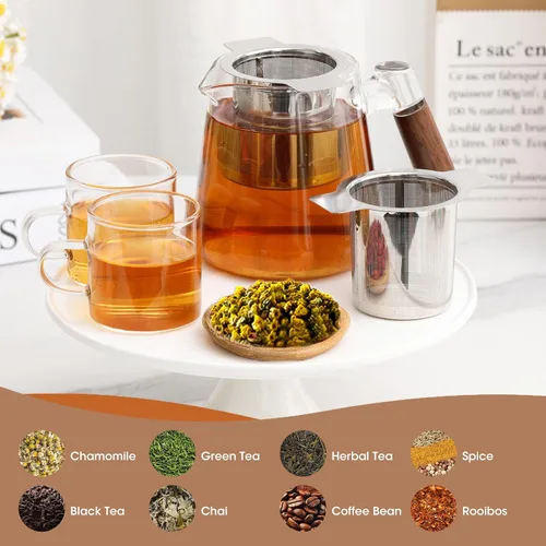 Miniatura 4 de Leden Colador de té de malla extra fina, infusor de té de acero inoxidable más empinado para té y café de hojas sueltas, filtro de té con gran