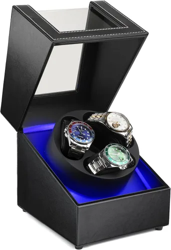 Miniatura 8 de J&T Technology Enrollador de reloj para relojes automáticos, enrollador automático de reloj con luz LED, caja de reloj giratoria con motor