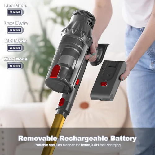 Miniatura 7 de Aspiradora Inalámbrica, Aspiradoras para el Hogar, Aspiradora de Palo y Mano de 50KPA 500W para Pelo de Mascotas y Pisos de Madera Dura, Batería